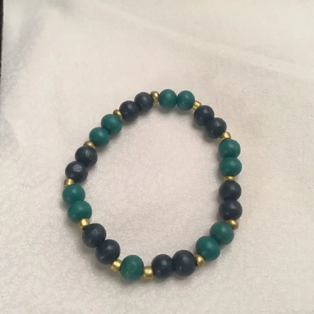 Two Shades of Blue Wooden Bracelet